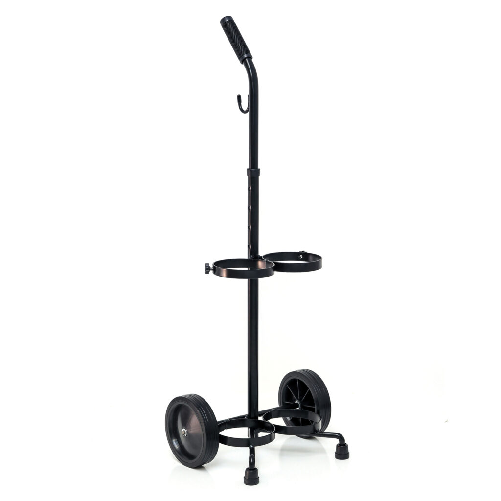 Dual D/E Oxygen Cylinder Cart w/Adjustable Handle & Durable Powder ...