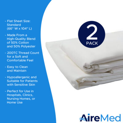 AireMed Hospital Bed Flat Sheets (2 Pack) - Standard & Bariatric ...