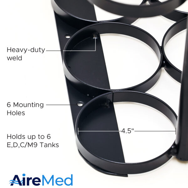 AireMed Oxygen Tank Cylinder Rack – Holds 6, 8 or 12 (E,D,C/M9) Tanks ...