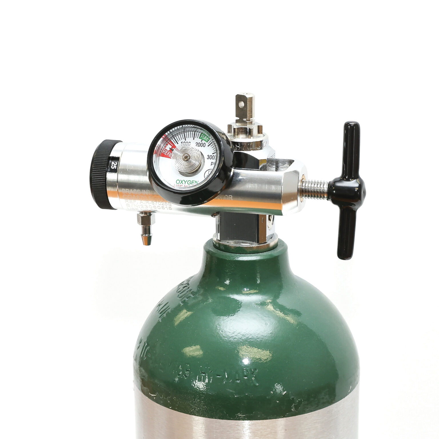 AireMed Oxygen Tank Regulator 0-25LPM, CGA-870 Gauge Flow Rate - AireMed